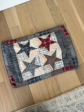 Ralph Lauren style Star Quilted pillowcase - Red, Blue, Cream patchwork